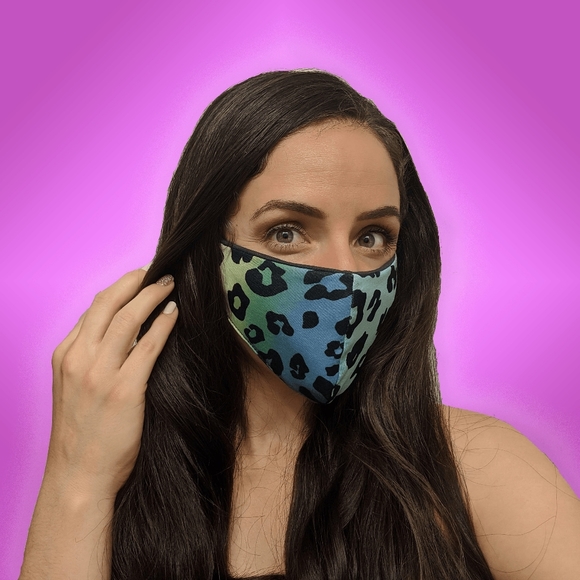 Blue Rainbow Leopard Mask (Adult size) - Picture 1 of 4